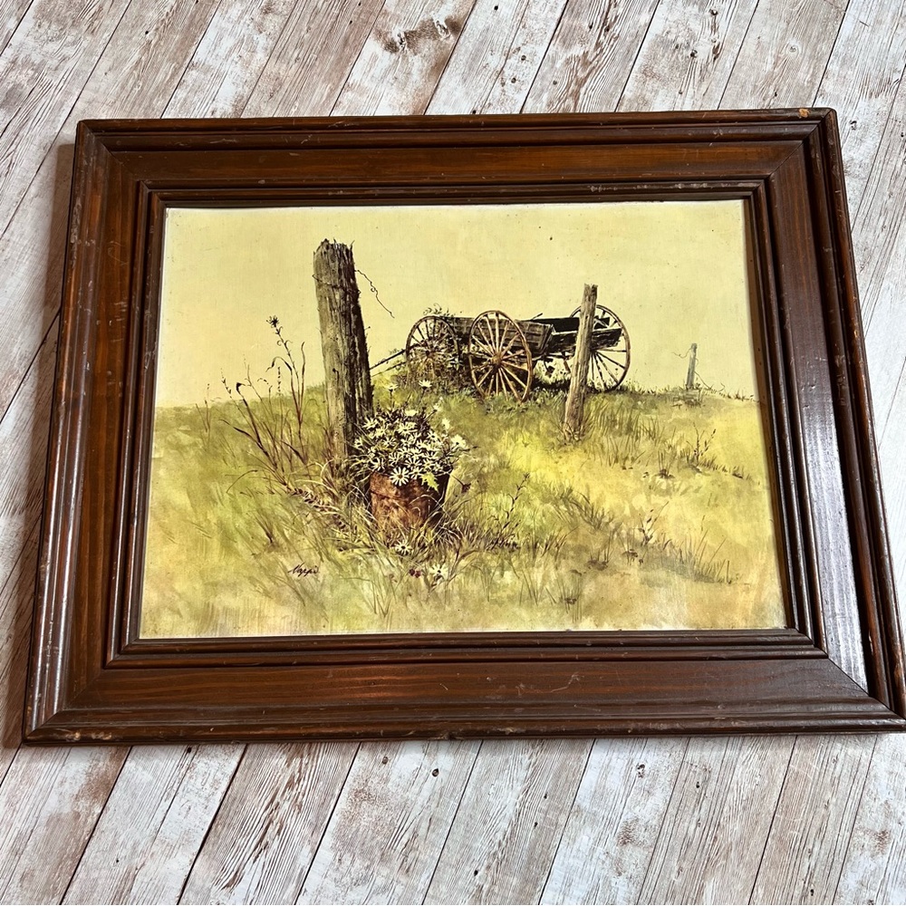 💚Rudy Nappi vintage 19”x15” framed art